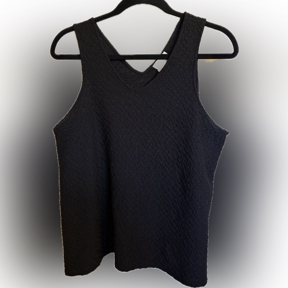 Anthropologie Deletta Black Textured Tank Top